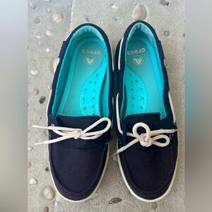 Crocs moccasin loafers, slip on, good condition, clean.